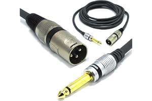 VITALCO XLR Mâle vers Jack 6.35mm Mono Audio Câble de Microphone 1.5m Mâle Jack 6.35 TS vers 3 Broches Connecteur