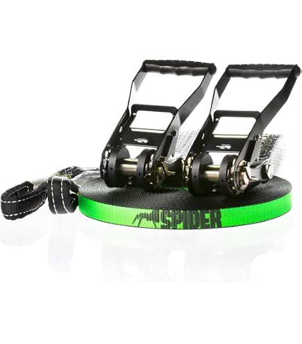 Set Slackline ALPIDEX 15 M - Con Protezioni Albero E Cricchetto, Per Principianti E Esperti, Portata 2 Tonnellate