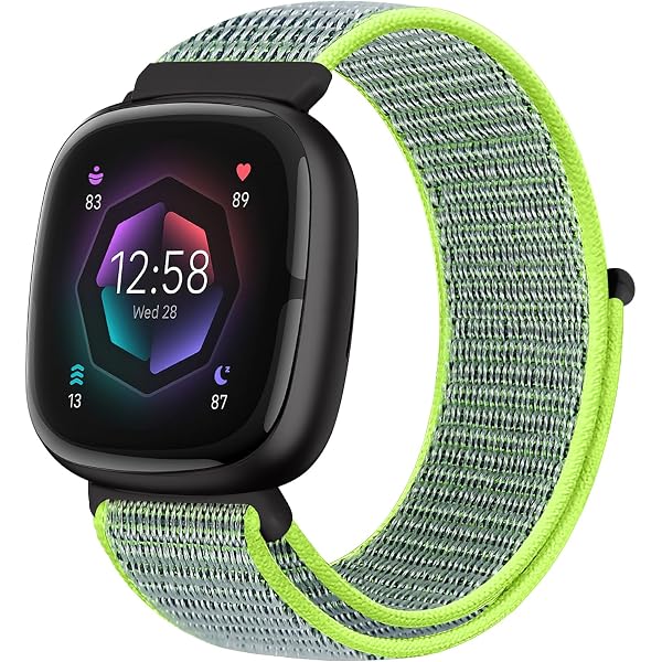 System-S Cinturino In Nylon 22 Mm Per Fitbit Versa 4/3, Sense 2/Versa 2/Lite, Colore Verde Scuro, Chiusura In Velcro - 2