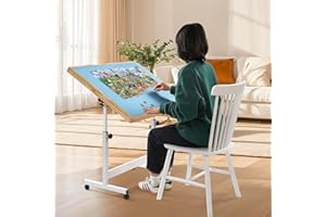 WESTHL Wooden Jigsaw Puzzle Folding Table for Adults,Jigsaw Puzzle Storage Tilting Table with Wheels & Cover,Portable Board for Games,Gift for Amateur (Blue 1500 Pcs)