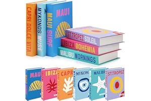 Honoson Preppy Room Decor Preppy Decorative Books Modern Fashion Coffee Table Book for Shelf Decor Contemporary Farmhouse Stacked Books Display Faux Books for Teens (Cute Style, 6 Pcs)