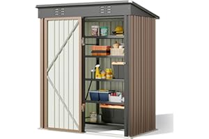 Bealife Cobertizo de jardín para Almacenamiento de Herramientas 180 x 162 x 95 cm, Caseta de Jardín, Cobertizo Exterior, Cobertizo de Almacenamiento Exterior, Cobertizo para Patio, césped (Marrón)