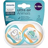 Philips Avent Ultra Air Pacifier, 6-18 Months for Male Babies, 2&rsquo; Pack, Orthodontic Silicone, Wide Air Hole, Microwave St