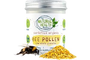 Organic Bee Pollen 500mg Capsules by The Natural Health Market • Soil Association Certified Organic Non-GMO No Magnesium Stearate (90 Capsules)