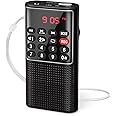 PRUNUS J-328 Small Radio Portable Rechargeable FM Radio,Walkman MP3 Digital Radio with Recorder,SD/TF/AUX, Portable Radios Battery Operated with Lock Keys for Jogging, Walking, Traveling(NO AM) Black