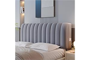 GOFOHIMI Velvet Bed Headboard Slipcover for Queen, King, Twin Size Beds - Quilted Dustproof Protector, Dark Gray, 190CM