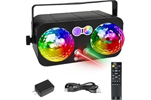 POCRSRET 6 in 1 Discokugel Discolicht Partylicht Soundaktivierte LED, Buntes DJ-Stroboskoplicht für Innenräume, Tanzpartys, Geburtstage, Rave, Heimclub, Karaoke, Outdoor-Bühnenlichter