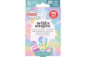 Wild Stripes Set de Tiritas impermeables I Tiritas para dedos I Waterproof Rainbow I Apósitos transpirables y de fijación fuerte I Tiritas de ducha extra fuertes I Hipoalergénicas I 20 piezas