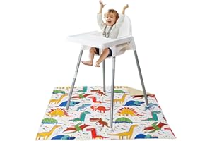Winthome Tappetino Seggiolone Bimbi Impermeabile e Antiscivolo- Tappeto Bambini Pulisce Facilmente, Tappeto per la Pappa Pieghevole, Tappeto Svezzamento Proteggere il Pavimento, 110x110cm