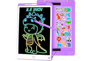 Damcyer Tavoletta Grafica LCD Scrittura, 8.5 Pollici Tavoletta Grafica Bambini con Scherm Pulsante Elimina e Interruttore Di Blocco Tavoletta Grafica Per Giochi Per 2 3 4 5 6 7 Anni, Viola