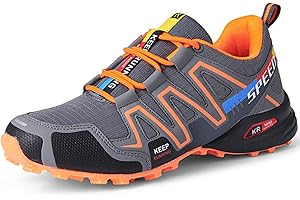 AGYE Men's Cycling Shoes, Non-Slip Cycling Shoes, Road Bike, Mountain Bike, MTB Shoes, Flat Assisted Sports Shoes, Orange-45