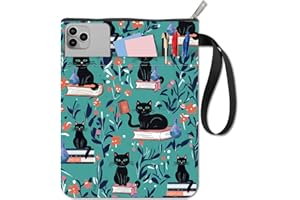 CRASPIRE Custodia per Libro con Motivo Gatto Nero Copertina Floreale con Cerniera e Tasca Extra Custodia Protettiva in Tessuto Lavabile per Quaderno Custodia per Copertina Rigida e Tascabile