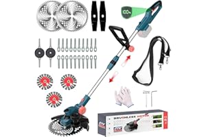 Qiyasjew Akku Rasentrimmer für Makita Akku | 3-in-1 Rasenkantenschneider, Freischneider & Motorsense | Bürstenloser Motor Rasentrimmer mit unkrautbürste (ohne Akku und Ladegerät) (Blau)