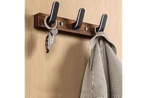 Lxoraziy Naturale Legno Noce Massello Fatto Mano Moderno Appendiabiti Parete con 3 Ganci, Appendiabiti da Muro, Attaccapanni da Muro Moderno in Legno per Ingresso, Cameretta e Bagno (3 Ganci)