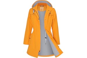 ATLASLAVA Regenjacke Damen Lang Wasserdicht Kapuze Regenmantel übergangsjacke Trenchcoat Outdoor Mantel