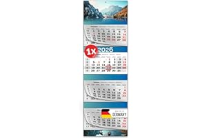 ‎PRIMUS-PRINT.DE PRIMUS PRINT XXL Kalender 2026 - Mehrblock Wandkalender - 4-Monatskalender - mit Datum Schieber, Kalender zum Aufhängen - inklusive Feiertagen & Ferien - verschiedene Motive - [ 1x Pragser Wildsee ]