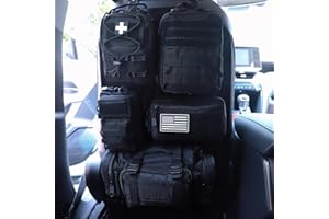JIMIKAY Universeller taktischer Rückenlehnen-Organizer, Fahrzeug-Molle-Panel-Organizer, Aufbewahrungstasche mit 5 abnehmbaren MOLLE-Taschen für alle Fahrzeuge wie Jeep, LKW, SUV, Auto, Ford, Chevy usw
