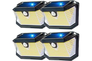 LEIORIO Solarlampe für Außen, 202LED 270 ° Solarleuchte für Außen,3 Modi Aussenleuchte mit Bewegungsmelder, IP65 Wasserdichte Solar Wandleuchte für Wand Post Pathway Garten (2 Stück) (4)