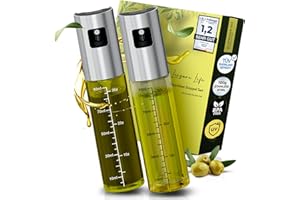 Leisure Life® | NOUVEAUTÉ | Lot de 2 vaporisateurs d'huile | Revêtement en acier inoxydable de 1 mm | Verre anti-UV | Sans BPA | Vaporisateur d'huile de 100 ml