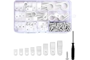 DesertBoy 151 Piezas R Tipo Abrazaderas de Cable Nylon R-Type Clips de Cable Tipo R Abrazadera de Cable con Tornillos y Destornillador para Conductos, Cables, Tubos y Mangas