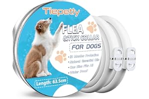 TIEPETLY Collare Antipulci Cane, Naturali Collare Cani, 12 Mesi di Protezione Impermeabile Collare Cane, 63.5cm Regolabile Collare Antipulci (2pack)