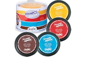 Aladine - Stampo Colors Arlequin - Encreurs Taille XL de Couleur - Encre Lavable - Activités Manuelles et Loisirs Créatifs pour Enfants - Boîte de 4 Encreurs Grand Format - Dès 3 ans 85151