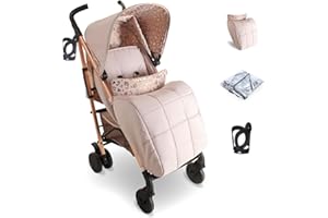 My Babiie MB51 Stroller – from Birth to 4 Years (22kg), Lightweight, Umbrella Fold, Travel Buggy for Toddlers, Pushchair Includes Footmuff, Cup Holder, Rain Cover - Pink Leopard