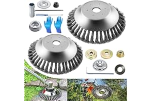 ANYINGKAI 2 Stücke Unkrautbürste für Rasentrimmer,Profi Unkrautbürste für Freischneider Wildkrautbürste für Motorsense,Drahtbürste für Freischneider Inkl Installationszubehör,mit 20-25,4mm Konverter(6+8 Zoll)