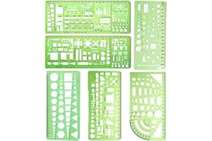 Vidillo Messschablone Schablone 6 Stück Zeichenschablone Technisches Zeichnen Geometrische Schablone Kreiszeichnungen Vorlagen Kunststoff Bauschalung Schablonen Geometrische Zeichnung Lineale