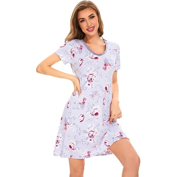 Women's Short Sleeve Nightgown – Soft, Comfy Sleepshirt With Fun Balloon Print (Sizes S-XXL)