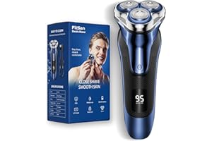 Rasierer Herren Elektrisch, FitSan Einziehbarer Bartschneider, Elektrischer Nass- und Trockenrasierer, Herrenrasierer mit Reiseschloss, Wasserdicht, LED-Anzeige