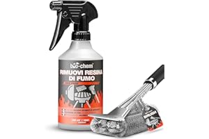 BIO-CHEM CLEANTEC Bio-chem - Rimuovi resina per fumi 0,5L + spazzola bbq - Pulitore sgrassante 2 in 1 Pulitore di resina spray per griglie e barbecue - Manutenzione della griglia del barbecue