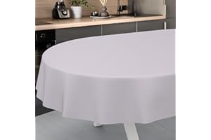 ANRO Oilcloth Tablecloth, Washable, Oilcloth, Garden Tablecloth, Outdoor, Indoor, Oval, 220 x 140 cm, Cut Edge, Grey
