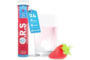 O.R.S Hydration Tablets with Electrolytes for Rehydration, Wellness, Travel, Sports & Recovery | Vegan, Gluten-Free & Low-Calorie Electrolyte Tablets with Natural Strawberry Flavour, 24 Tablets