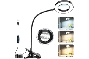 NZQXJXZ Lampara Lupa con 3 Modos de Color-lupas de gran aumento con luz con Luz Alimentada por USB para Circuitos Impresos, Reparación, Manualidades, Lectura, Costura, Obras de Arte