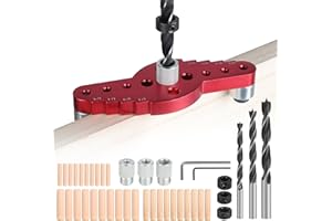 EFUTURETIME Posizionatore di Perforazione, 6/8/10 mm Dima per Fori Legno, Ausilio per Tasselli Verticali per Foratura del Centro e Marcatura della Distanza, Fissaggio Rapido e Preciso dei Perni, A