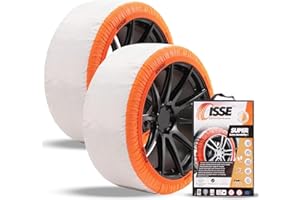 ISSE - Cadenas De Nieve Para Coche Super T-70 Homologación EN 16662-1 - Uso Diario en Nieve y Hielo - Kit de 2 Fundas textiles para Nieve Universales + Guantes