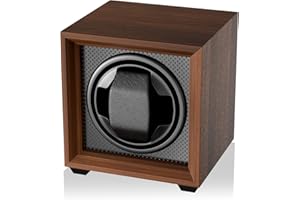 Fousenuk rotomat do zegarków automatycznych z cichym silnikiem, 2 tryby regulacji, kwadratowa obudowa zegarka w kolorze orzecha włoskiego