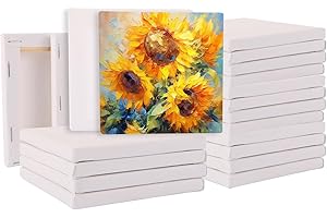 JMIATRY Mini Leinwand 10x10cm, 20 Stück zum Bemalen, Weiße Keilrahmen für Kunst & Handwerk