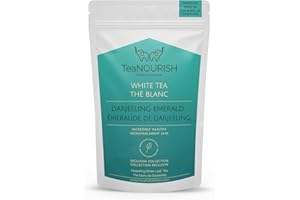TeaNOURISH Darjeeling Emerald White Tea | Darjeeling Silver Needles White Tea | Delicate, Unique Aroma & Flavor | Freshly Sourced Direct From Origin - 1.76oz/50g