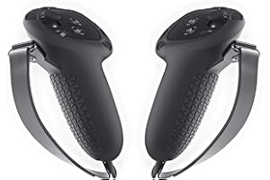 KUJECT Kuejct Design Controller Grips Accessories for Quest 3, Silicone Grip Cover with Adjustable Knuckle Straps and Signal Hole, VR Touch Controllers Covers Protector (Black)