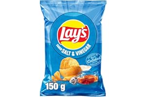 Lay's Vinagreta, Patatas Fritas de cultivos sostenibles con sabor sal y vinagre, Producto de Aperitivo, bolsa individual, 150g