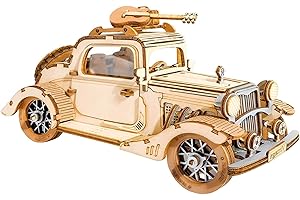 Rolife Voiture de Collection Puzzle 3D Maquette Bois,Modélisme pour Adultes à Construire,Décoration du Bureau de la Maison Idée de Cadeau de Noël TG504