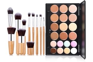 Joyeee Cream Contour Palette, 20 Colors Concealer Palette, Colour Corrector Palette, Camouflage Makeup Contouring Foundation Kit with 11pcs Bamboo Brushes Makeup Brushes