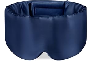OLESILK - Mascherina per dormire in 100% seta di gelso, con fascia per la testa regolabile, per uomini e donne, grande maschera per dormire e benda per gli occhi, colore blu marino