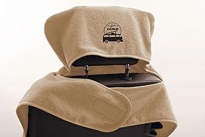 Castejo Schonbezug mit Stickung Let's Camp zum Schutz der Sitze im Wohnmobil & Auto (Hellbraun/Lets Camp)