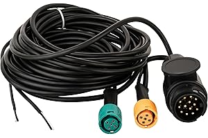 AUTOLIGHT 24 Kabelsatz für Anhänger 5 Meter 13-polig + 2 x DC Abgang Kabel Anhängerbeleuchtung Rücklichter Kabelbaum mit Bajonettverbinder