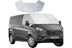 YWNYT Couverture de Pare-Brise pour Ford Transit Custom, 2 Couches en Coton avec Aimant en Bas, Pliable Thermique, Argenté