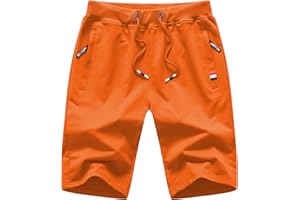 MO GOOD Mens Casual Shorts Workout Running Comfy Shorts Big and Tall Zip Pockets