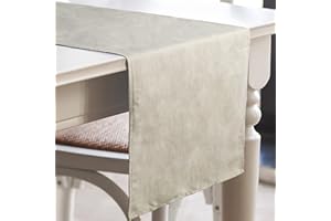 WELTRXE Bieżnik na stół, bieżnik o wyglądzie skóry zamszowej, miękki bieżnik na stół, zmywalny, łatwy do prasowania, 2 szt., 42 x 140 cm, bieżnik stołowy w kolorze jasnego kaki, do dekoracji stołu,